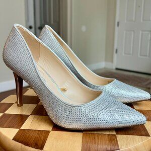Jessica Simpson Silver Rhinestone Pointed Toe Pumps